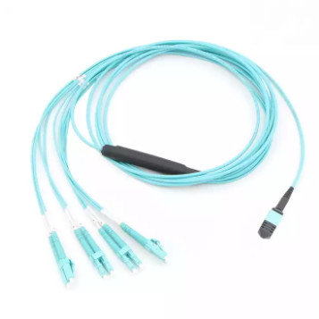 Konektor berkualitas tinggi singlemode SM 12 core 3m mpo kabel patch serat optik MPO ke LC