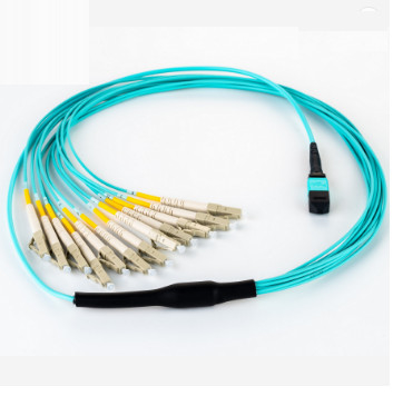 Konektor MPO MPO-LC 8 Kabel Fiber Optic Patch Cord Aqua