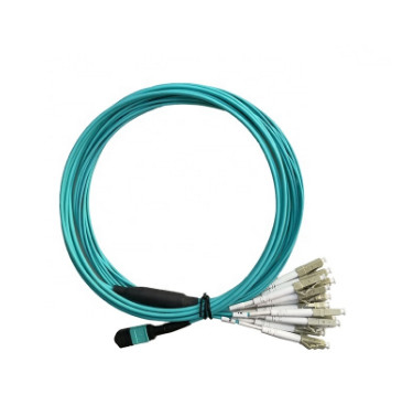 Aqua Color OFNP Kabel Serat Optik MPO Ke LC 12 Core