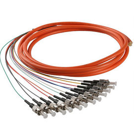 ST / UPC Multimode Fiber Optic Pigtail 62.5 / 125 Colorful 12 Core Bundle