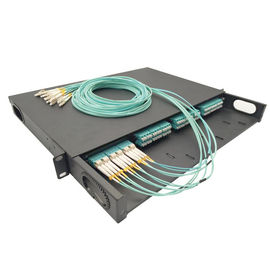 MPO-LC hitam Rack Mounted Cold Rolled 96 Port Mpo Kaset Patch Panel