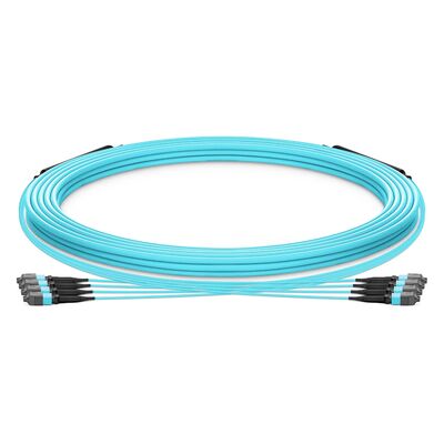 Kualitas Kabel Trunk MTP dengan IL Rendah 0.20dB 48F OM3 OFNP Tahan Api untuk Pusat Data Kepadatan Tinggi Pabrik